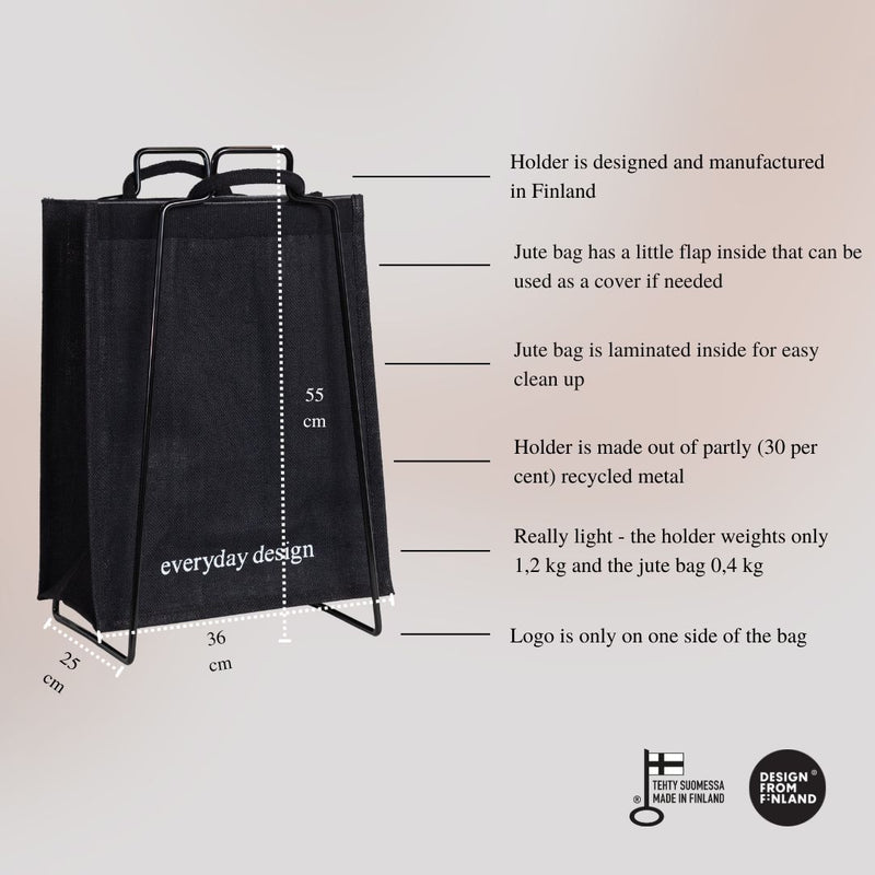 HELSINKI holder black and jute bag