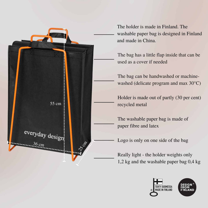 HELSINKI  holder orange and washable paper bag