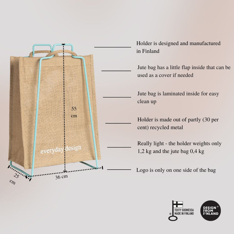 HELSINKI paper bag holder turqouise + HELSINKI jute bag