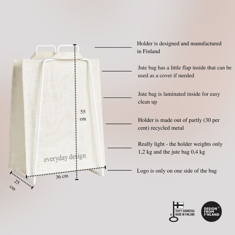HELSINKI paper bag holder white + HELSINKI jute bag