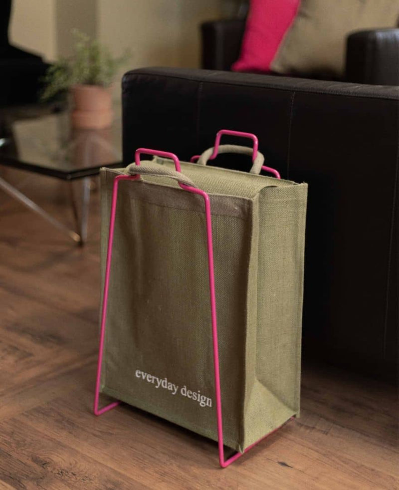 HELSINKI paper bag holder raspberry pink + HELSINKI jute bag
