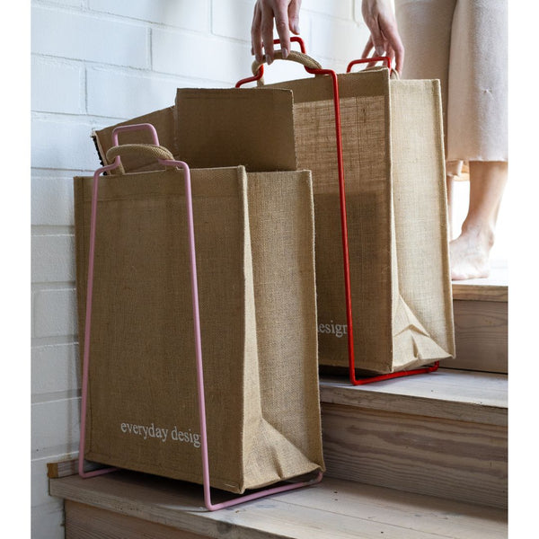 HELSINKI paper bag holder light pink + HELSINKI jute bag