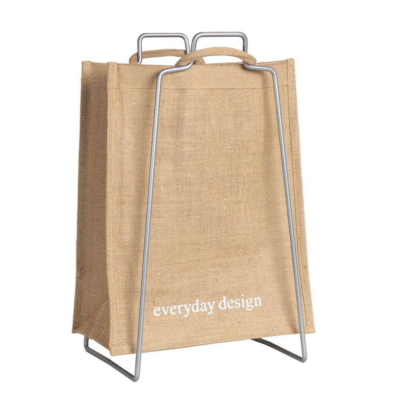 HELSINKI paper bag holder silver + HELSINKI jute bag
