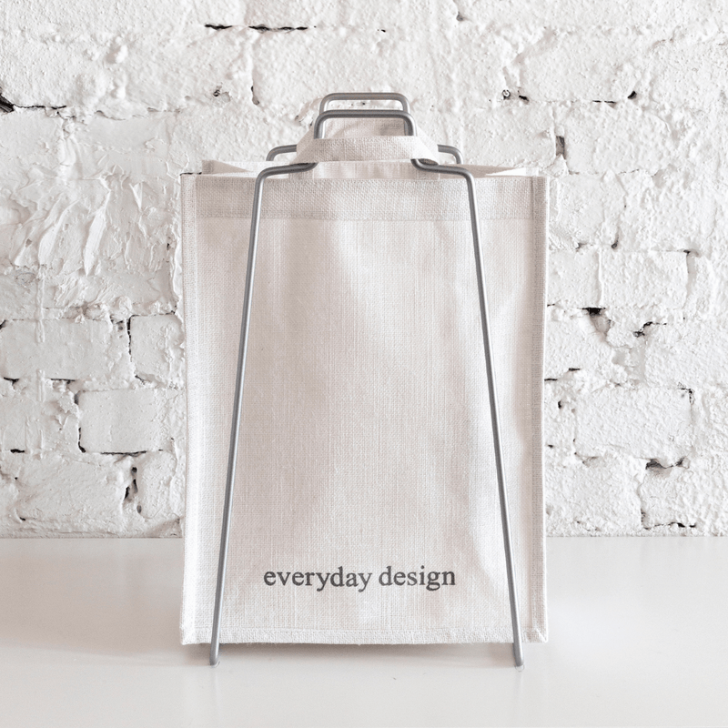 HELSINKI paper bag holder silver + HELSINKI jute bag