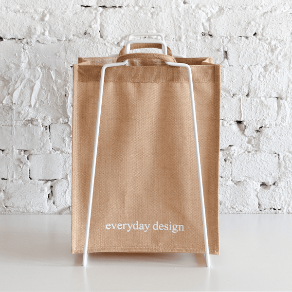 HELSINKI paper bag holder white + HELSINKI jute bag